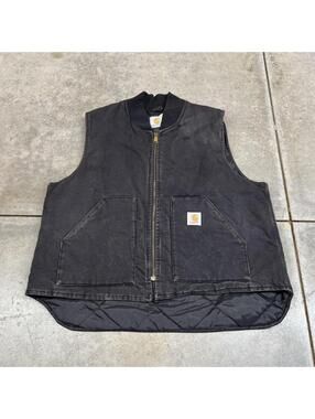 vintage carhartt faded black union made in usa vest size xxl